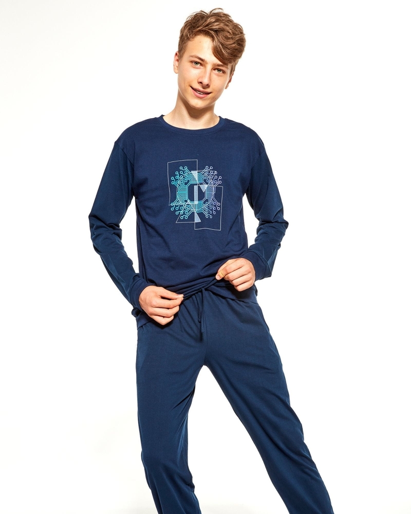 piżama-dla-nastolatka-młodzieżowa-długi rękaw długie spodnie cornette-fun&young-998-42-chip-granat.jpg