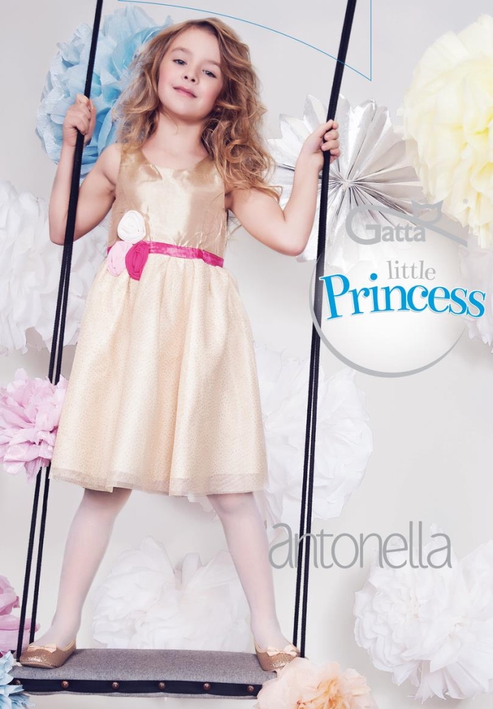 rajstopy dziewczęce Gatta, Gatta Antonella 20 den, białe i beżowe rajstopy dla dziewczynki, rajstopy z lycrą dla dzieci, gładkie rajstopy dziewczęce