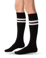 Podkolanówki bawełniane czarne w paski Steven 072.jpg
