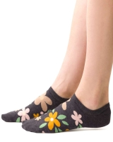 Stopki damskie w kwiaty Steven 021/063 grafit