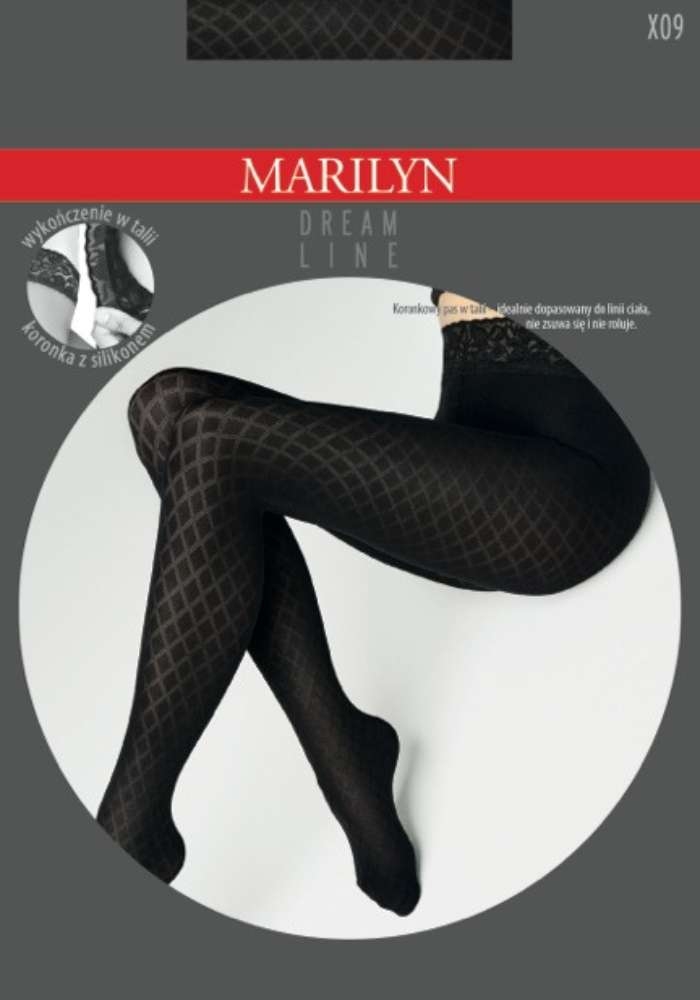 Marilyn Rajstopy w romby z pasem koronkowym Dream Line X09