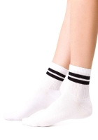 Skarpety sportowe białe w czarne paski Steven 026