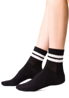 Skarpety sportowe czarne w białe paski Steven 026