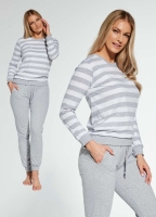cornette piżama damska w paski-cornette 634-30 molly szary melanż.jpg