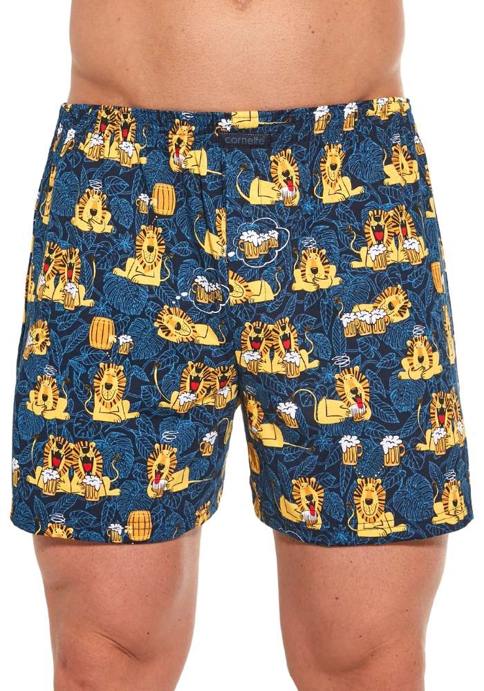 kolorowe bokserki męskie luźny fason  w śmieszne kolorowe wzory cornette 001/127 Lwy.jpg