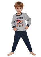 Piżama dla chłopca z długim rękawem długie spodnie 477-146 fireman kolor szary-granat.jpg