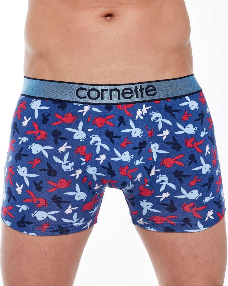 bokserki-szorty-przylegające-w-króliczki-playboya-cornette-508-144-kolor niebieski