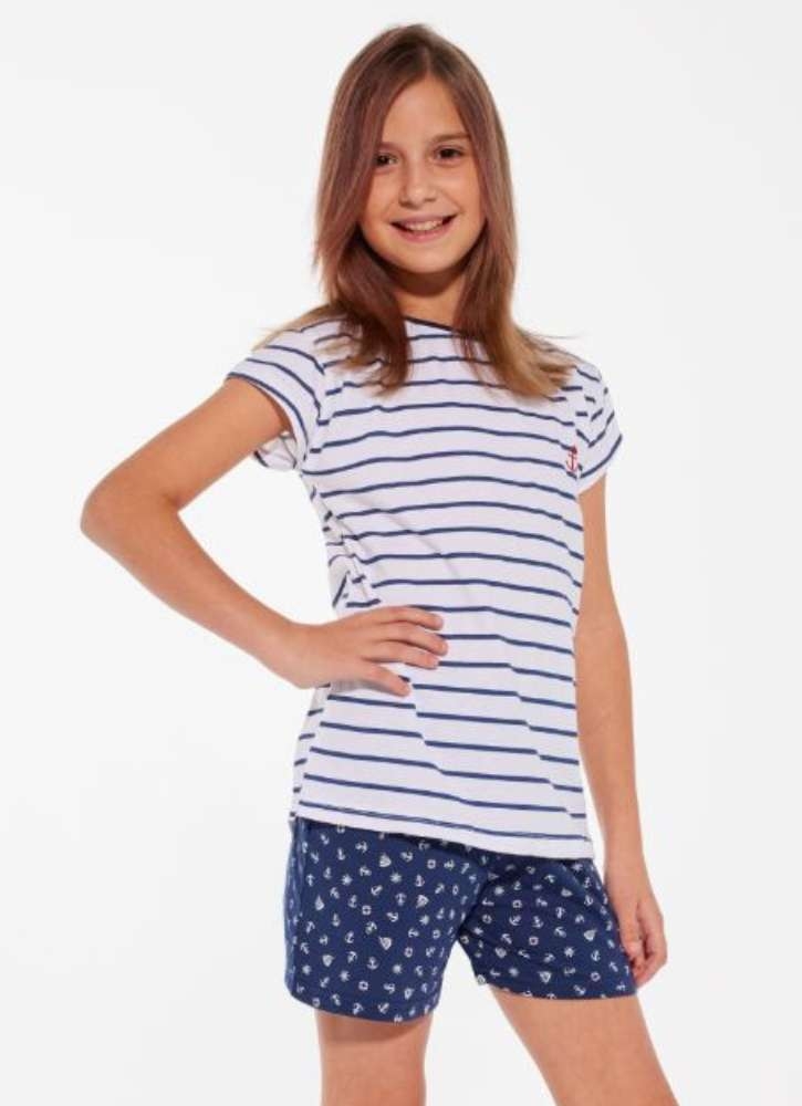 Piżama dla dziewczynki z krótkim rękawem cornette 245/246-103 marine 100% bawełniana