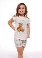 piżama dla dziewczynki z uroczym misiem cornette 787788-105 good night kolor ecru