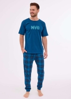 bawełniana pizama męska z krótkim rekawem i długie spodnie cornette 462-270 nevada