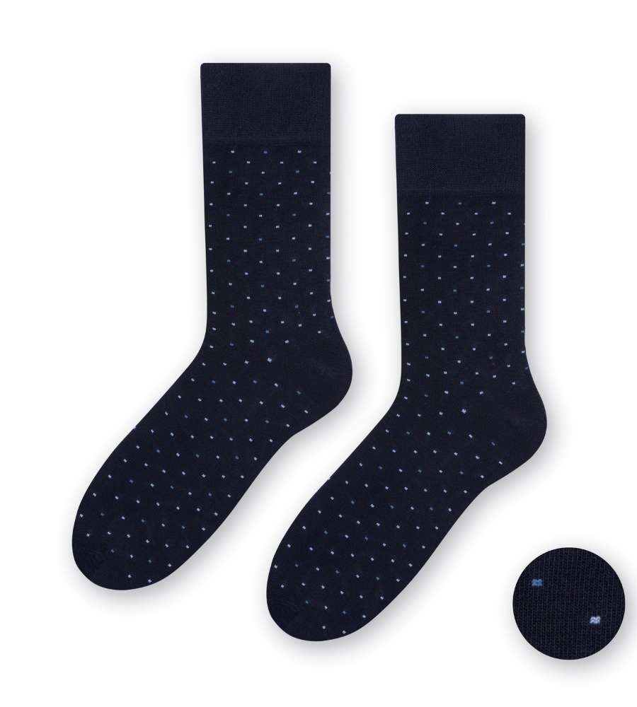 skarpety granatowe w kropeczki steven 056-216
