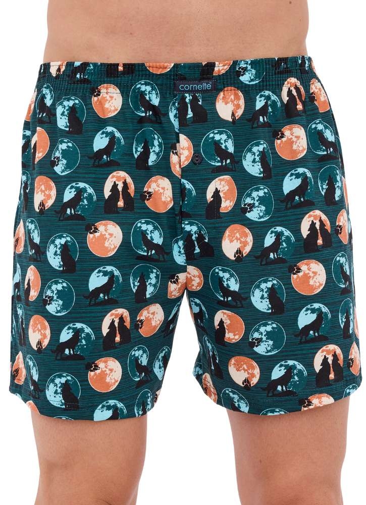 bielizna męska bokserki luźne z motywem wilków Cornette 001-159 zielone.jpg