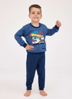 piżama dla chłopca z dźwigiem długie spodnie długi rękaw Cornette 478-162 work zone