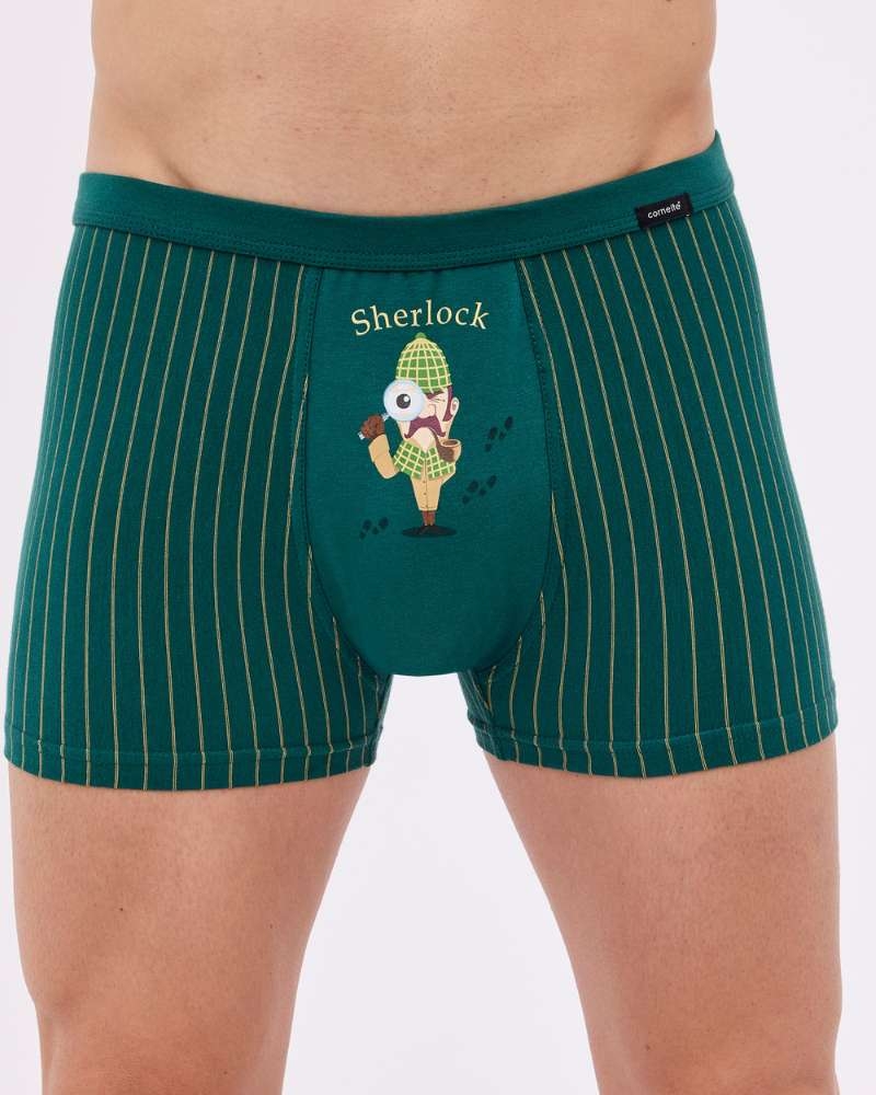 kolorowe bokserki szorty detektyw sherlock cornette  280-235 sherlock kolor zielony