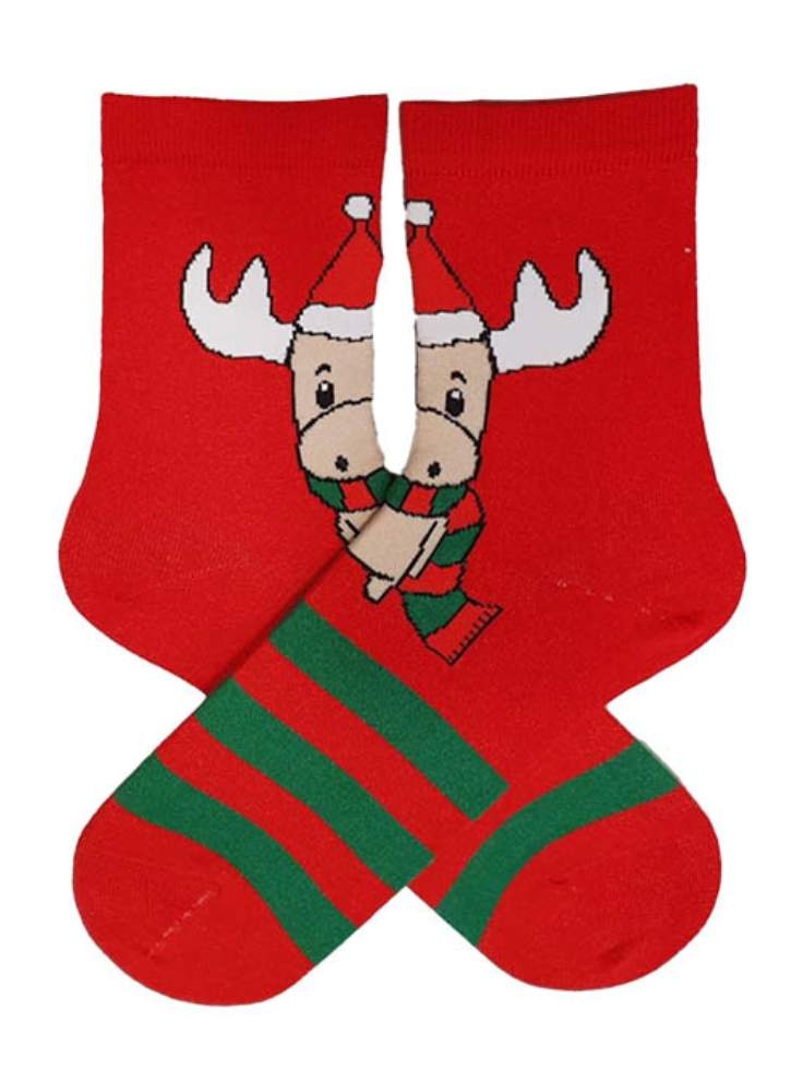 Skarpety świąteczne Marilyn Christmass Moose z motywem łosia w czapce Mikołaja