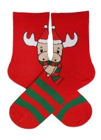Skarpety świąteczne Marilyn Christmass Moose z motywem łosia w czapce Mikołaja