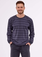 Piżama męska  w paski  długa Cornette 117-280 Loose 15 grafit