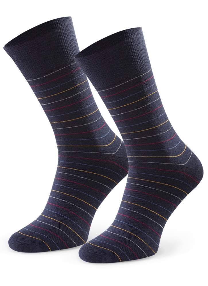 Eleganckie skarpety garniturowe w paski firmy Steven 056-242 granat