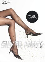 Rajstopy błyszczące ze srebną nitką w gwiazdki Gatta Silver Party 13