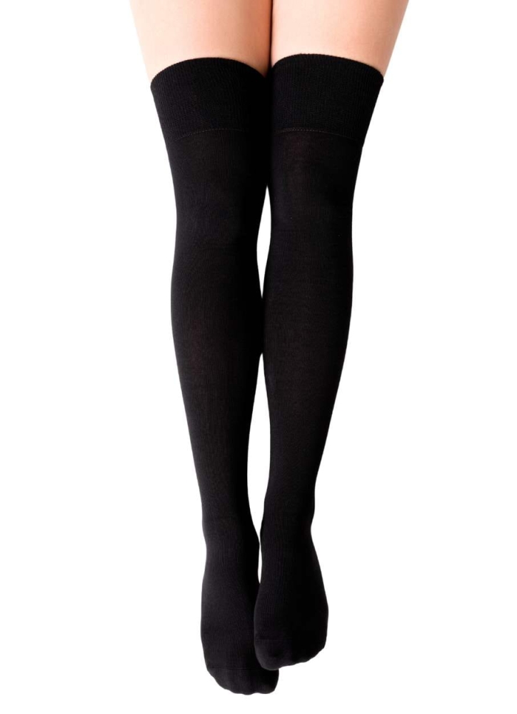 Zakolanówki bawełniane damskie czarne Steven 076