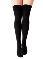 Zakolanówki bawełniane damskie Steven 076 gładkie czarne