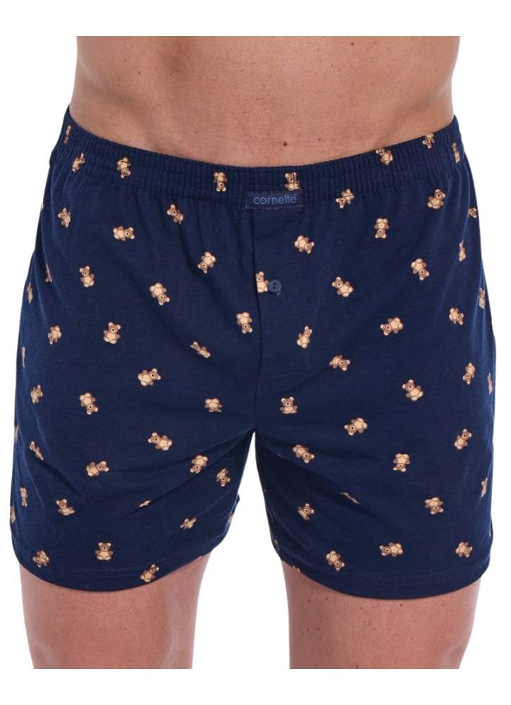 Granatowe bokserki męskie luźne w misie Cornette 001-174 teddy classic