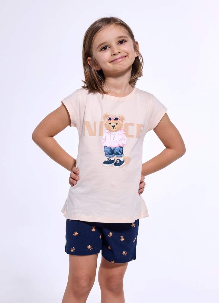 Bawełniana piżama dziewczęca z misiem krótki rekaw  Cornette 787/788-107 Nice