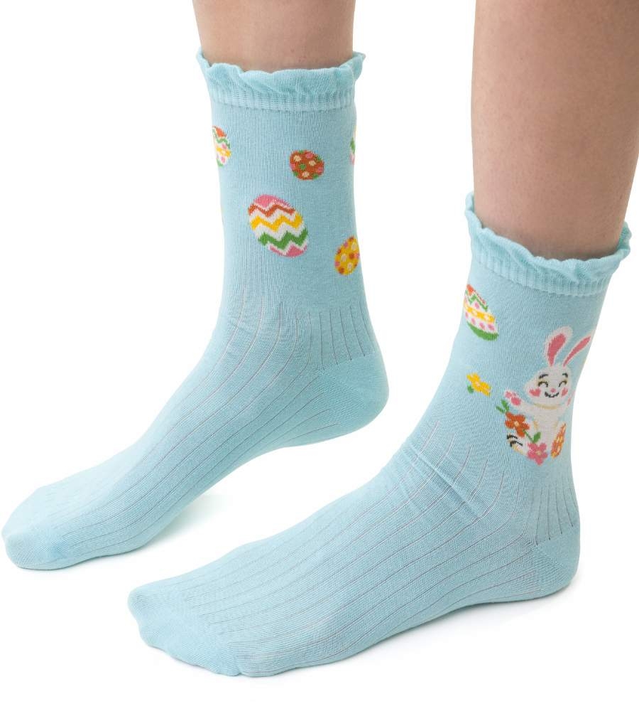 Skarpety Wielkanocne damskie Steven 136-130 błękitny.jpg