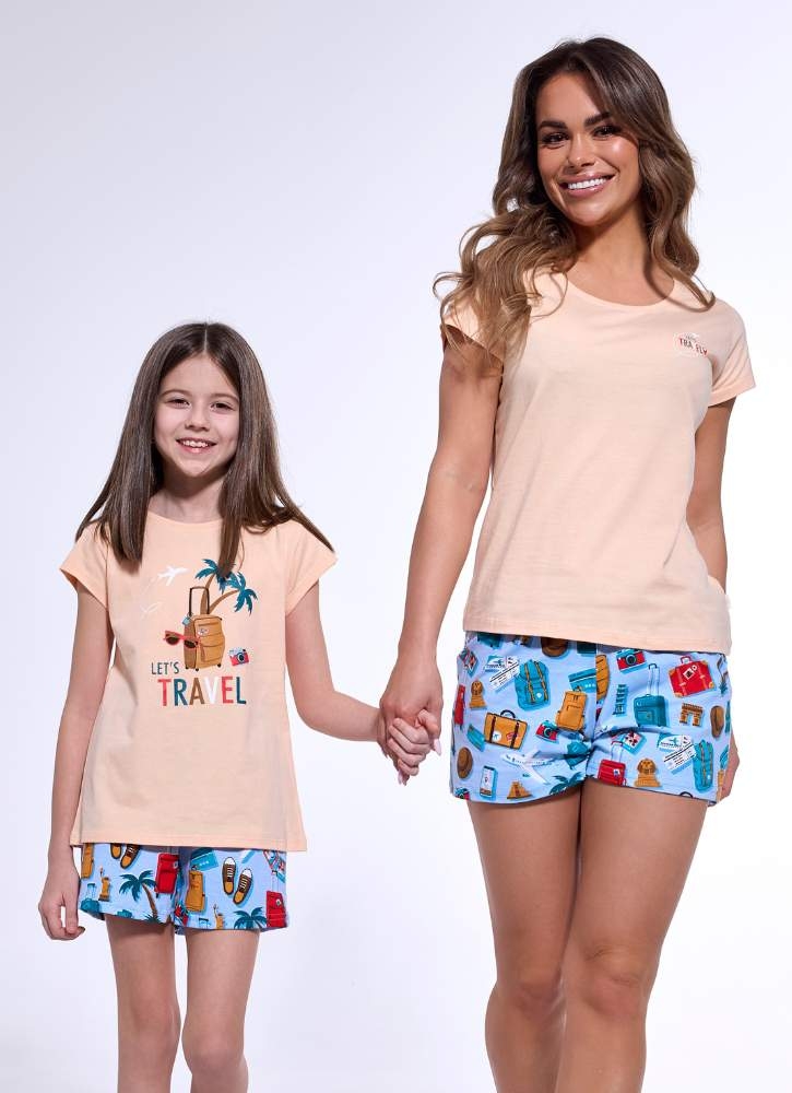 Wakacyjny zestaw jednakowych piżam rodzinnych dla Mamy i Córki Cornette Travel
