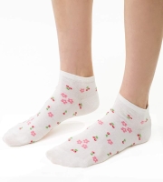 Stopki damskie w kwiaty Steven 114/166 ecru