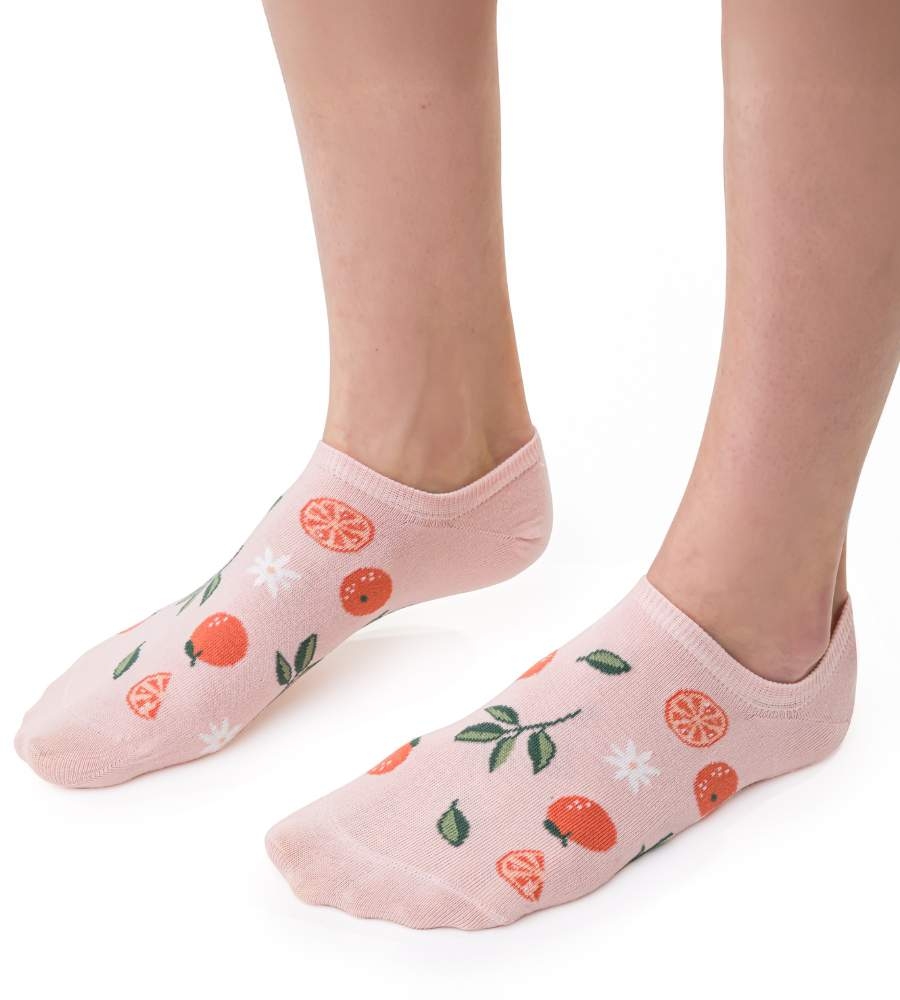 Bawełniane stopki damskie w pomarańcze Steven 017/029 Planeta ziemia kolor różowy