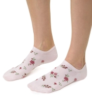 Bawełniane stopki damskie w kwiatki Steven 017-031 Planeta ziemia kolor różowy