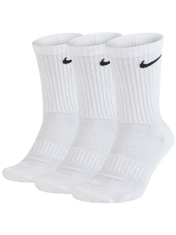 Skarpety sportowe treningowe Nike damskie i męskie Everyday Cushion Crew 3 pary SX 7664 100 kolor biały skarpety sportowe Nike Nike skarpety do biegania skarpety treningowe Nike skarpety Nike na siłownię skarpety sportowe męskie Nike