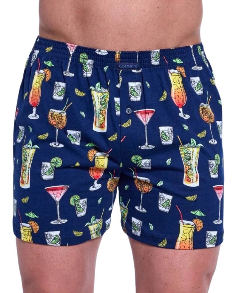 Bokserki męskie luźne w kolorowe drinki Cornette 001-168 classic kolor granat