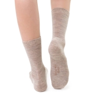 Skarpety damskie z wełny merynosów z frottą w stopie Steven merino 130 kolor beż melanż