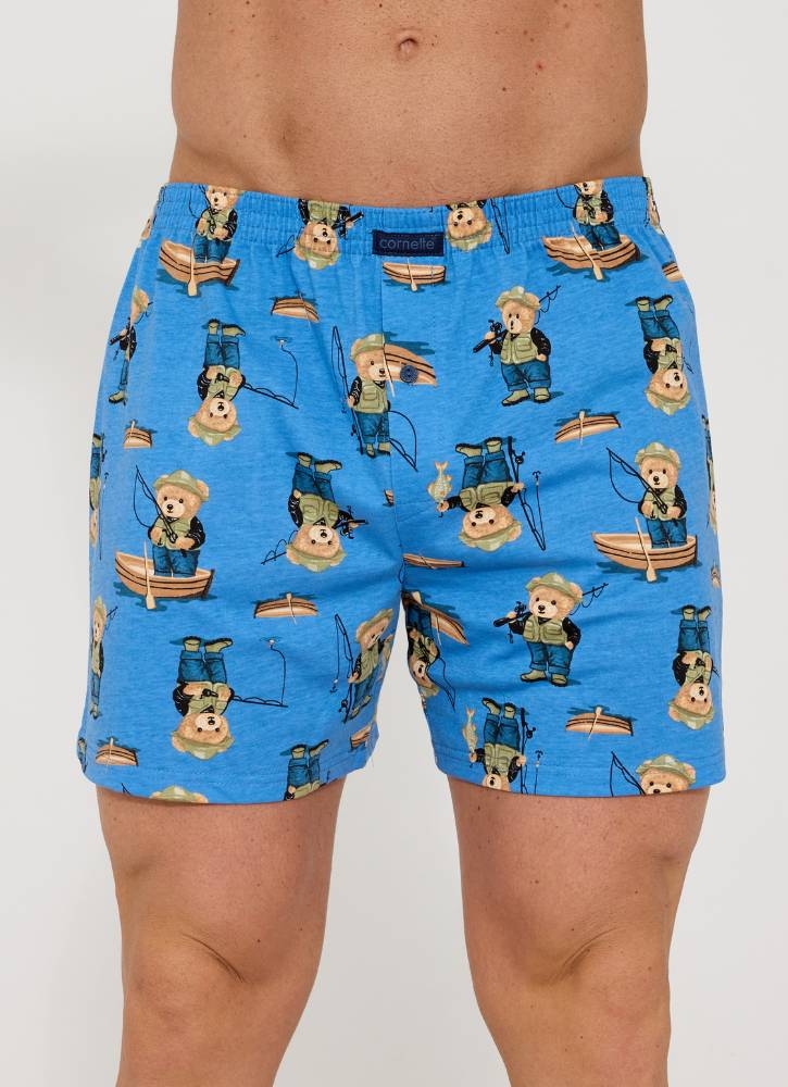 Bawełniane-bokserki-męskie-z-misiem-na rybach-cornette-001-188-classic-prezent dla wędkarza