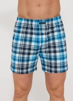 Bokserki męskie Cornette 002/340 comfort Elegancka kratka w odcieniach błękitu, granatu i bieli