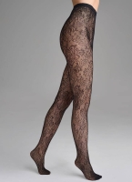 Rajstopy koronkowe w kwiatowy ornament Marilyn Charly G002 czarne 