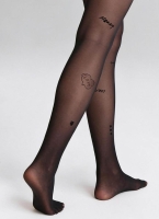 Rajstopy Marilyn Allure G009 z napisami„Kiss Me” z Efektem Tatuażu