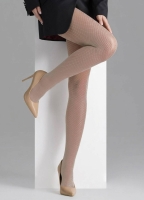 Rajstopy ze wzorem w romby Marilyn Grace G006 latte