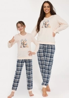 Jednakowe Piżamy dla Mamy i Córki – Zestaw Matchy Matchy Cornette Home Friends komplet rodzinny pies i kot.jpg