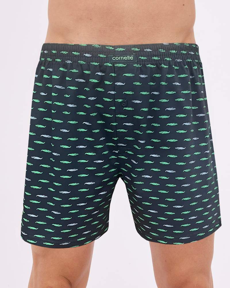 Bawełniane bokserki męskie w krokodyle luźne Cornette 002301 comfort grafit