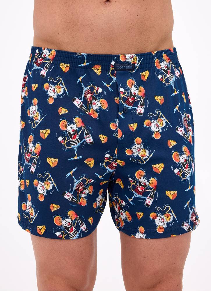 Bokserki męskie luźne w imprezowe myszki Cornette 001-176 classic kolor granat