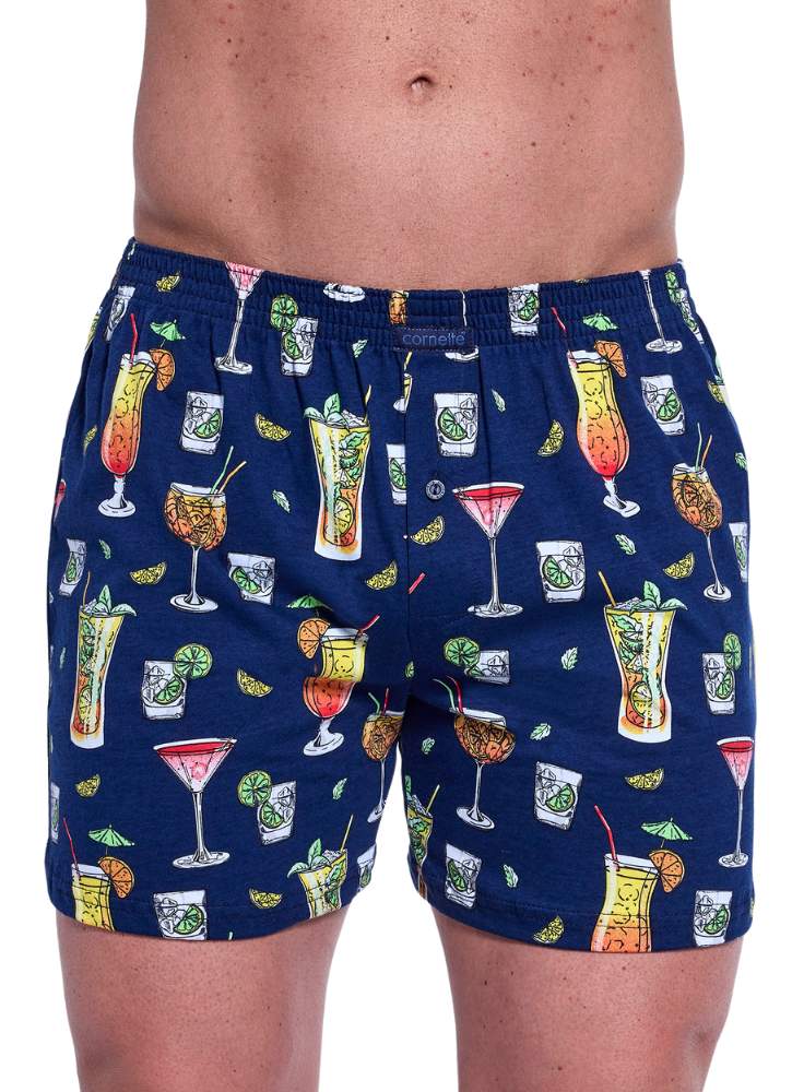 Bokserki męskie luźne w kolorowe drinki Cornette 001-168 classic kolor granat   