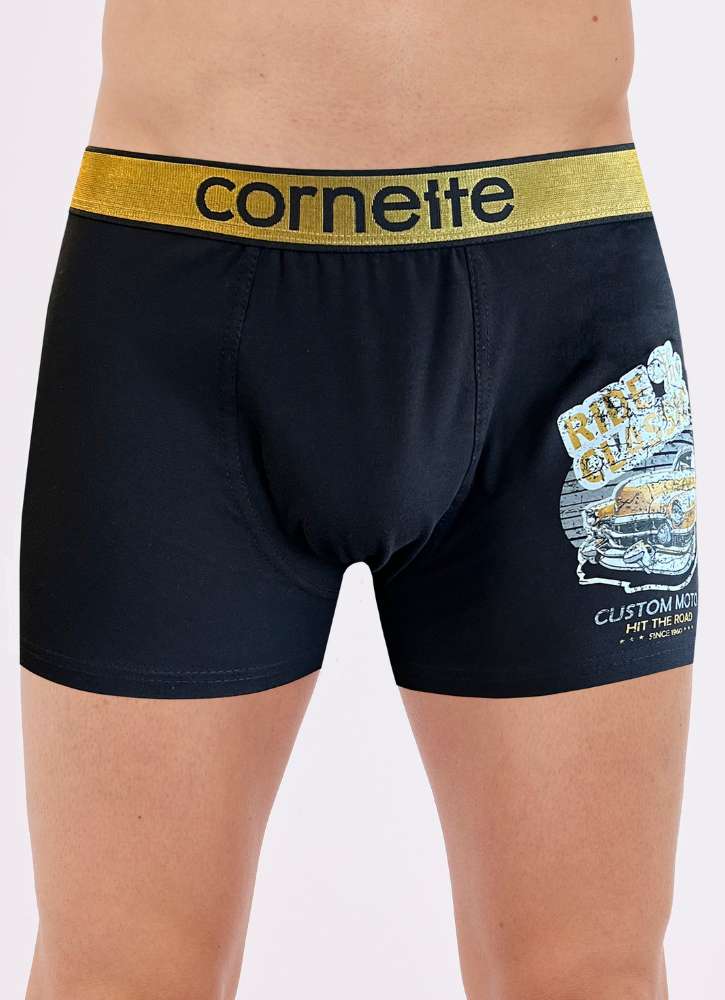 Czarne bokserki męskie z szeroką złotą gumą Cornette Tattoo 280-239 Ride the Classic Sklep IpexShop Otwock Bazarowa 10