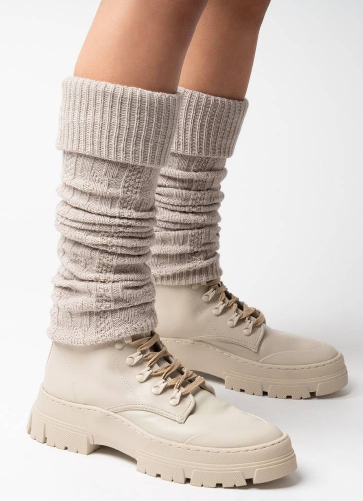 Getry wełniane  damskie Steven 095 warkocz