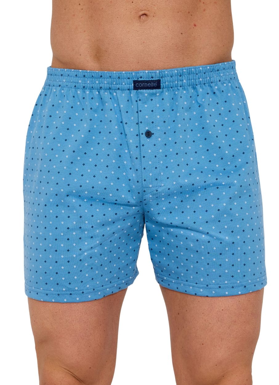 Luźne Bokserki Męskie Cornette 002 Comfort - Błękitne w Wzór  Bawełna