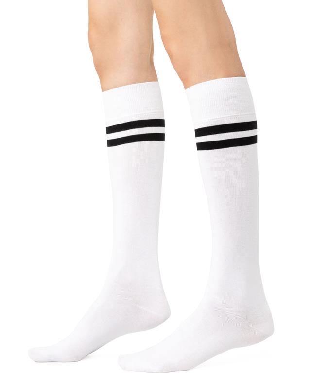 Podkolanówki bawełniane białe w paski Steven 072 otwock bazarowa 10 