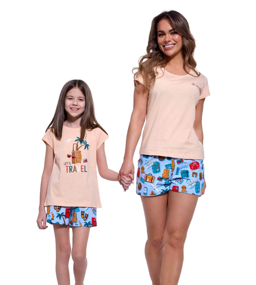 Wakacyjny zestaw jednakowych piżam rodzinnych dla Mamy i Córki Cornette Travel