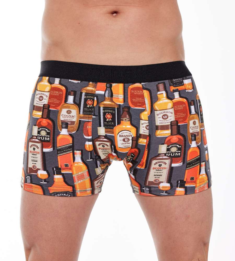 bielizna męska cornette bokserki w butelki whiskey 508-143 high emotion kolor grafit
